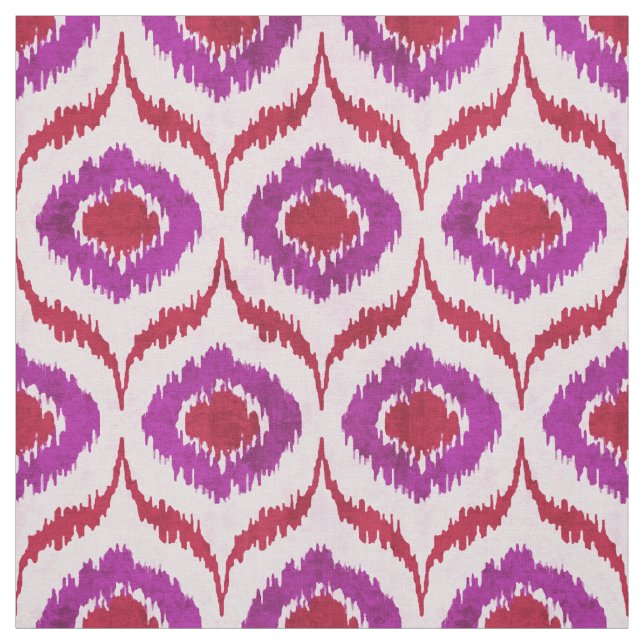 Tecido Padrão tribal vermelho e roxo de ikat (Modelo)
