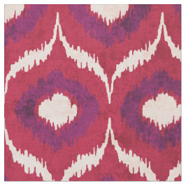 Tecido Padrão tribal vermelho e roxo de ikat