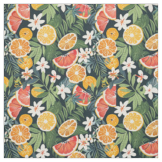 Tecido Padrão Tropical de Citrus e Toranja