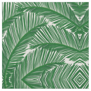 Tecido Padrão Tropical de Folha Verde Moderna