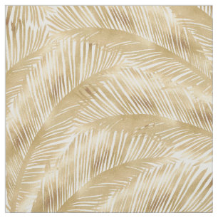 Tecido Padrão tropical Dourado moderno de folha de palma