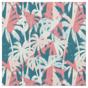 Tecido Padrão Tropical Teal Palm