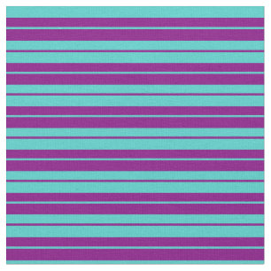 Tecido Padrão Turquesa e Stripes Coloridas Roxas