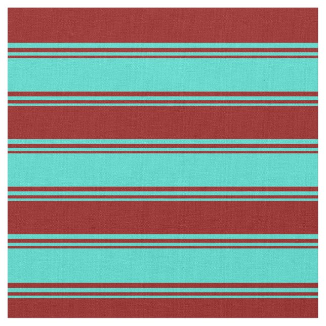 Tecido Padrão Turquesa e Stripes/Linhas Vermelhas Escuras (Detalhe)