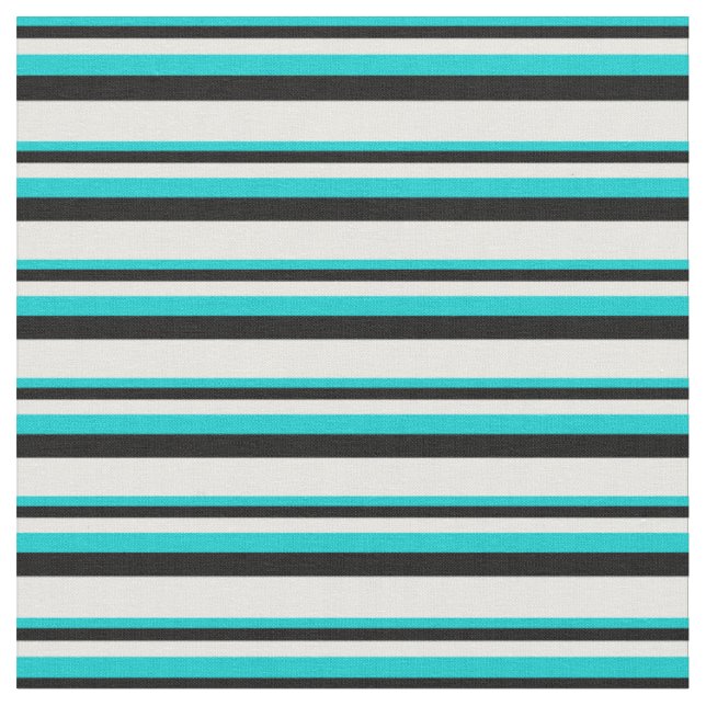 Tecido Padrão Turquesa Escura, Black e White Stripes (Detalhe)