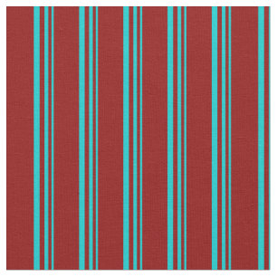 Tecido Padrão Turquesa Escura e Stripes/Linhas Vermelhas