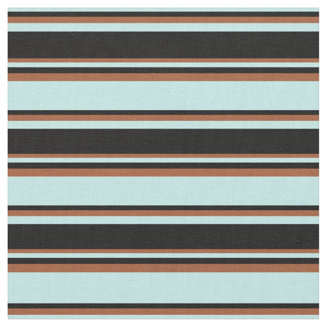 Tecido Padrão Turquesa, Preto e Siena de Stripes (Detalhe)