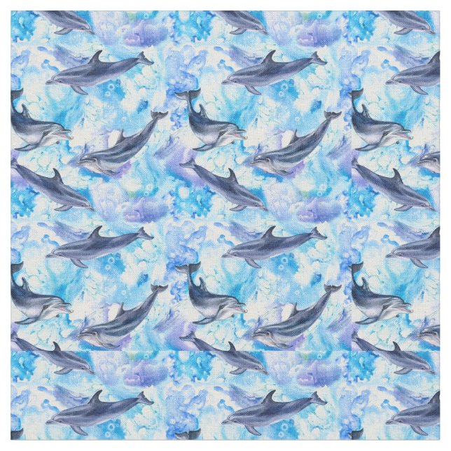 Tecido padrão uniforme de peixes de aquarela (Detalhe)