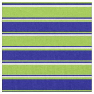 Tecido Padrão Verde, Azul Escuro e Faixa/Linhas de Lavand