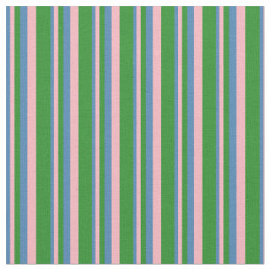 Tecido Padrão Verde Azul, Rosa claro e Floresta