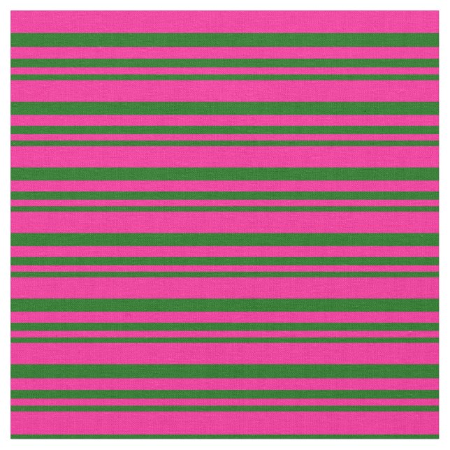 Tecido Padrão verde escuro e rosa profundo riscado (Detalhe)