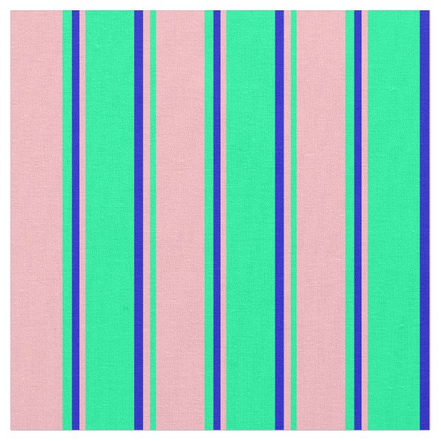 Tecido Padrão verde, Rosa claro e linha azul (Detalhe)