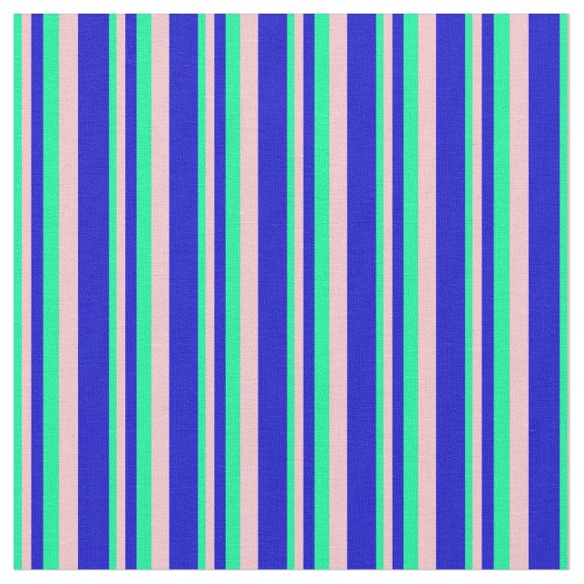 Tecido Padrão verde, rosa e faixa azul (Detalhe)