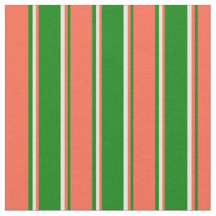 Tecido Padrão verde, vermelho e amarelo claro de faixas