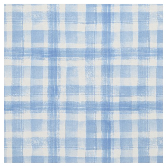 Tecido Padrão Verificado de Gingham de Cor Azul-Branco (Modelo)