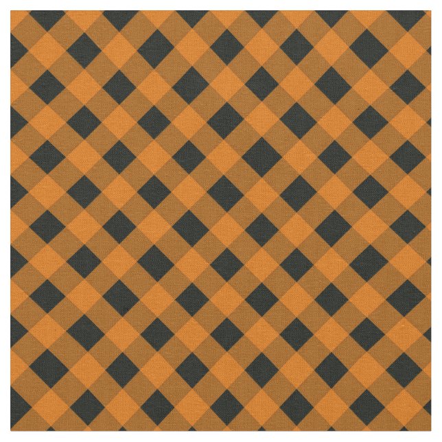 Tecido Padrão verificado de Gingham preto e laranja (Detalhe)