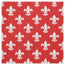 Tecido Padrão vermelho, branco Fleur De Lis