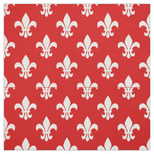Tecido Padrão vermelho, branco Fleur De Lis