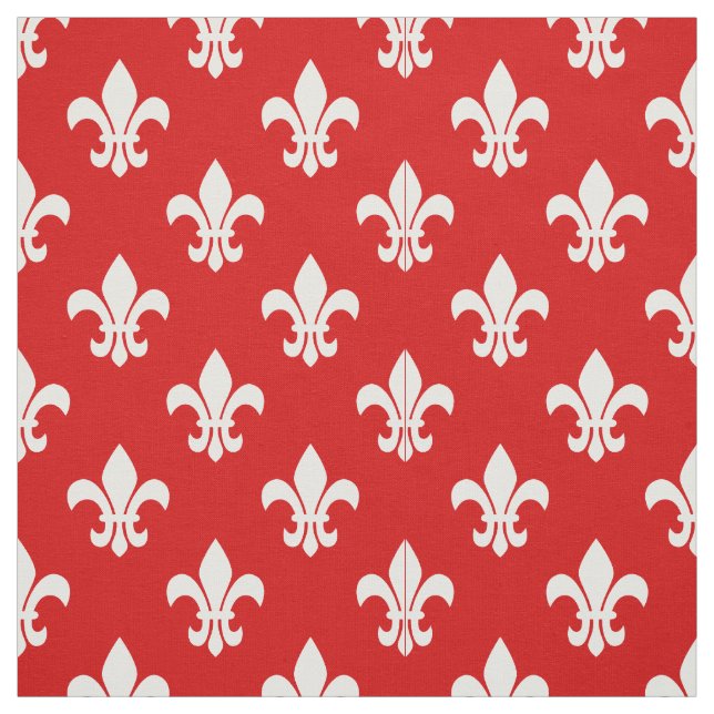 Tecido Padrão vermelho, branco Fleur De Lis (Modelo)
