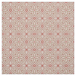 Tecido Padrão Vermelho Branco Taupe Vintage Retro Nouveau