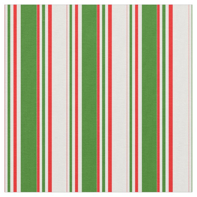 Tecido Padrão Vermelho, Branco, Verde Striped (Detalhe)