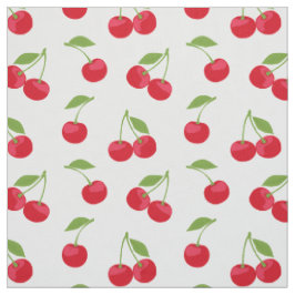 Tecido Padrão Vermelho De Cereja Em Branco