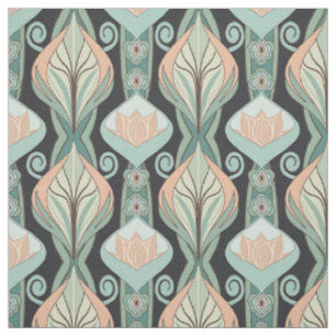 Tecido Padrão Vintage Abstrato Botânico Art Nouveau