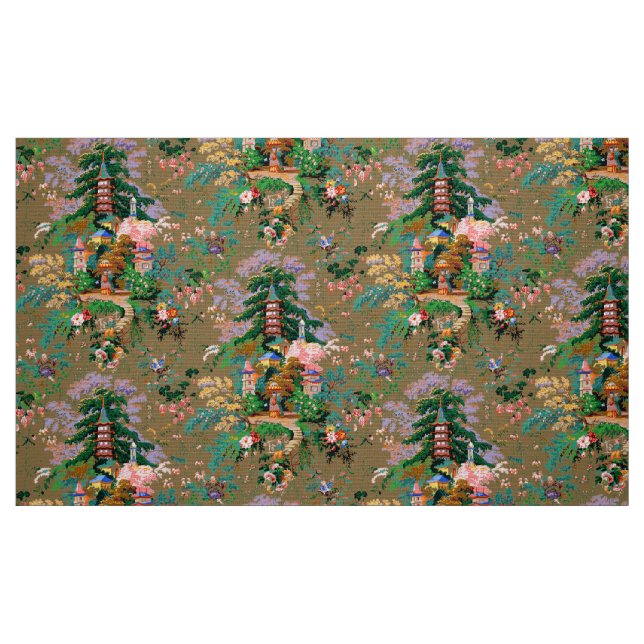 Tecido Padrão Vintage de Chinoiserie (Fat Quarter)
