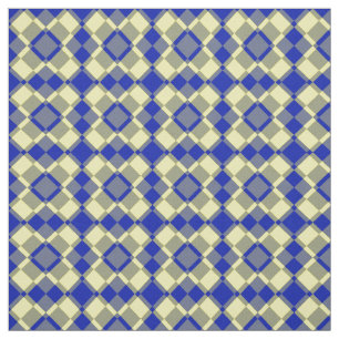 Tecido Padrão Xadrez Argyle Azul Amarelo