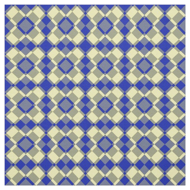 Tecido Padrão Xadrez Argyle Azul Amarelo (Modelo)