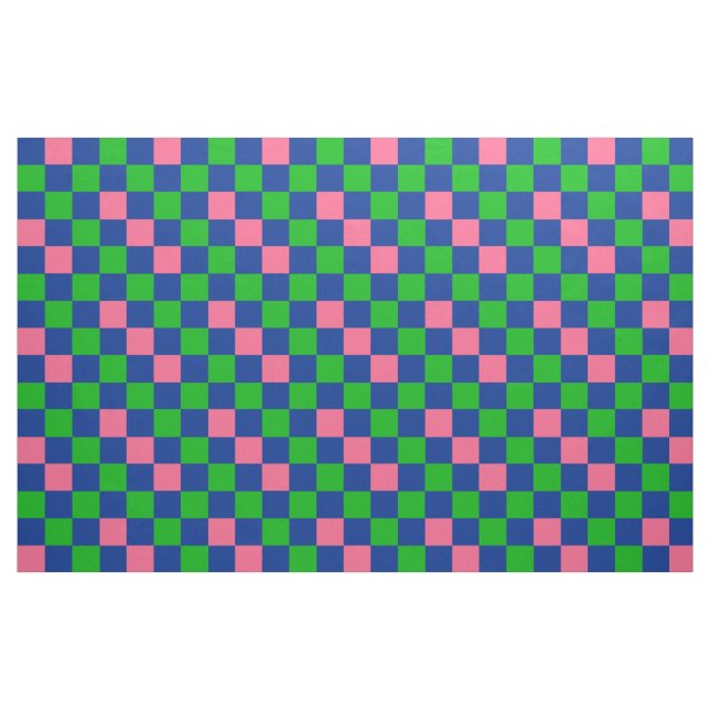 Tecido Padrão Xadrez Azul Verde Rosa Design  (Fat Quarter)
