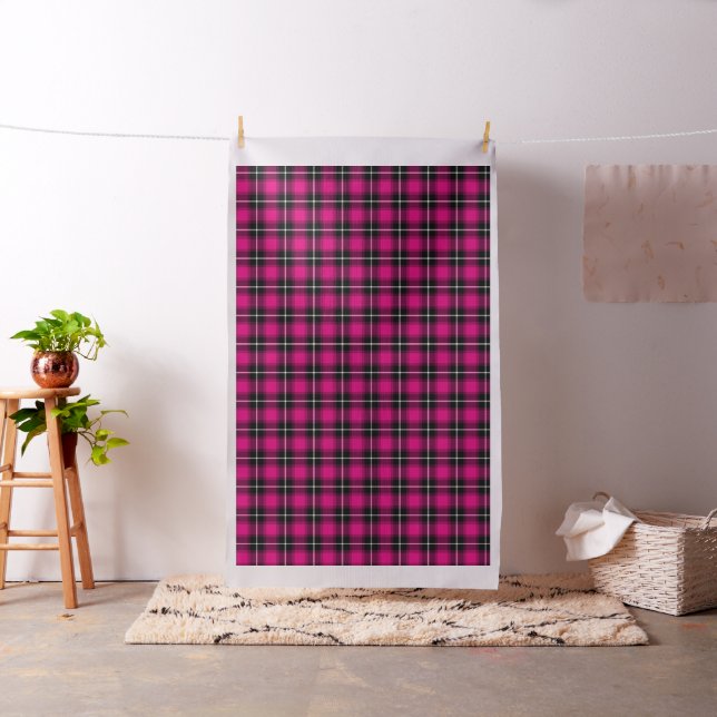 Tecido Padrão Xadrez Escocês Preto Rosa (In Situ)