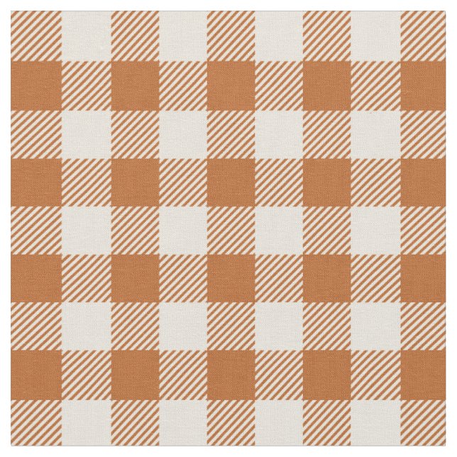 Tecido Padrão Xadrez Laranja Queimado de Outono (Detalhe)
