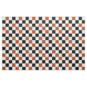 Tecido Padrão Xadrez Marrom Preto e Branco Design