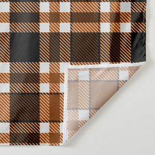 Tecido Padrão Xadrez Tartan de Flanela Marrom Preto e Bra