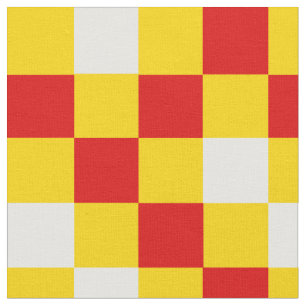 Tecido Padrão Xadrez Vermelho Branco Amarelo Design 