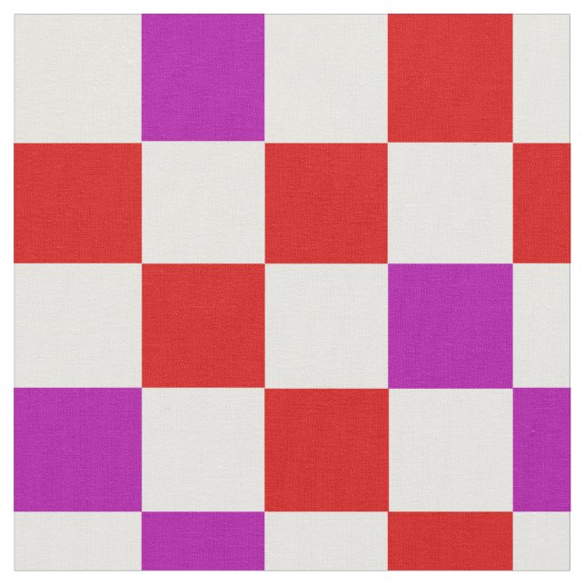 Tecido Padrão Xadrez Vermelho Branco Roxo Design  (Detalhe)
