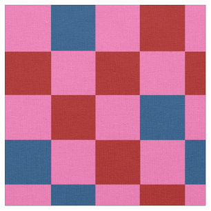 Tecido Padrão Xadrez Vermelho Rosa Azul Design
