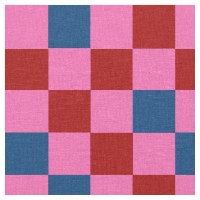 Tecido Padrão Xadrez Vermelho Rosa Azul Design  (Detalhe)