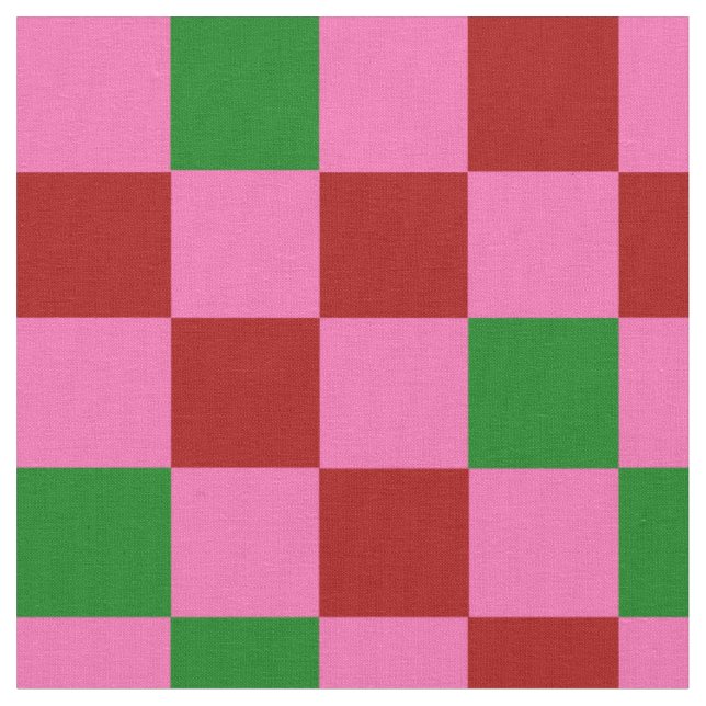 Tecido Padrão Xadrez Vermelho Rosa Verde Design  (Detalhe)