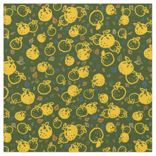 Tecido Padrão Yuzu (Olive Green) Estilo de outono japon
