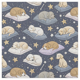 Tecido Padrinho de Cachorrinhos Noturno Estrelado - Padrã