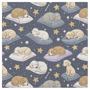 Tecido Padrinho de Cachorrinhos Noturno Estrelado - Padrã