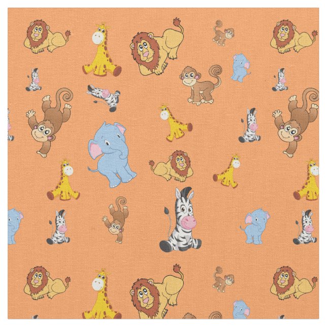 Tecido Padrões animais de safari - Girafa, elefa (Detalhe)