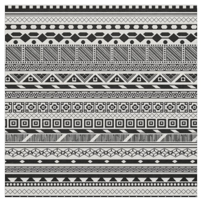 Tecido Padrões aztecas preto e branco fofos design (Modelo)