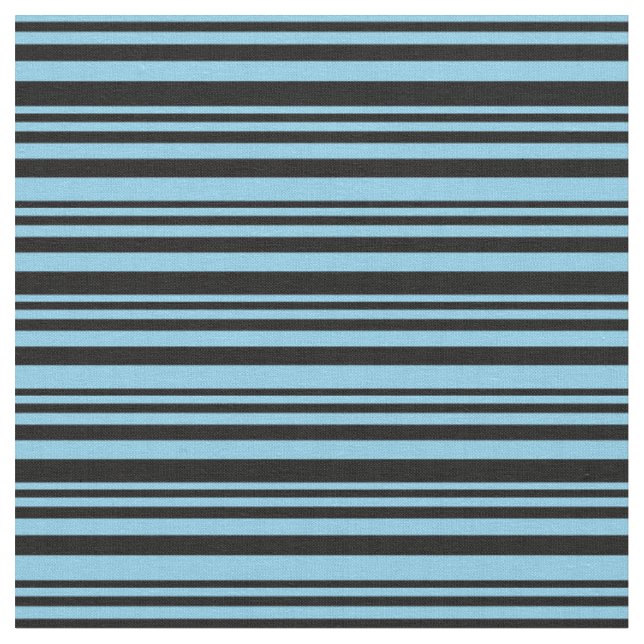 Tecido Padrões Azul-Céu e Preto-Striped/Links (Detalhe)