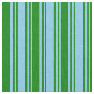 Tecido Padrões com coloração azul-céu e verde riscado