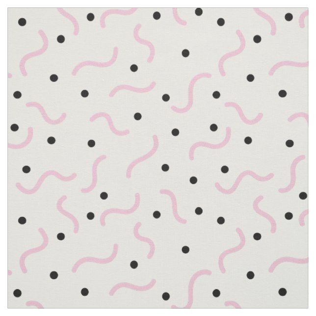 Tecido Padrões cor-de-rosa e pontos pretos Padrão Memphis (Modelo)