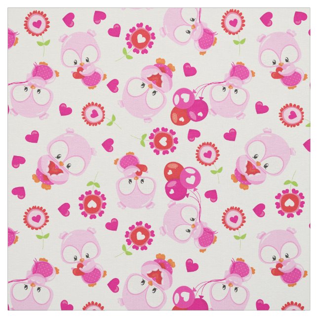 Tecido Padrões De Corujas, Corujas Frescas, Corujas Rosa, (Modelo)