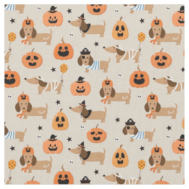 Tecido Padrões de Dachshances em Figurinos de Halloween (Detalhe)